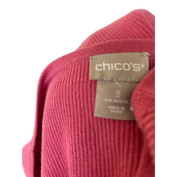 Chico’s Cotton Pink Ribbed  Top Women Size 3 X-Large  Raglan sleeves - Picture 4 of 6